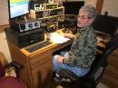 The Denver stop in the transcontinental relay: Dick Williams, K8ZTT, at AC0KQ.